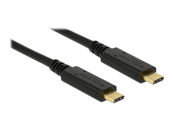 Delock - USB-kabel - USB-C (hann) til USB-C (hann) - USB 3.1 Gen 1 - 3 A - 2 m - svart