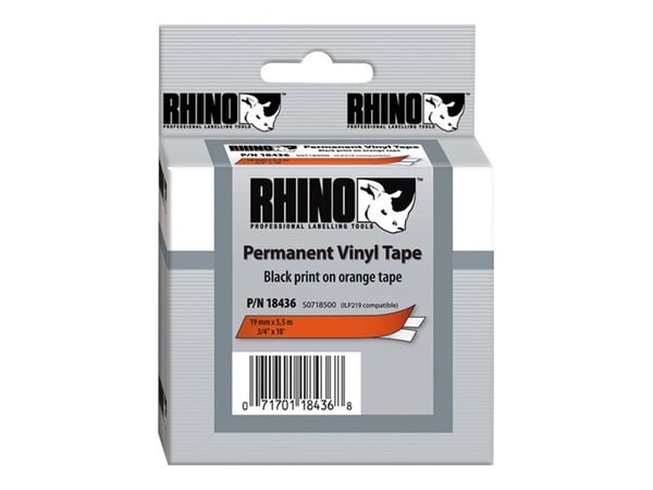 DYMO RhinoPRO - Vinyl - permanet adhesiv - oransje - Roll (1.9 cm x 5.5 m) 1 kassett(er) tape - for DYMO ILP219; Rhino 4200, 6000, 6000 Hard Case K...