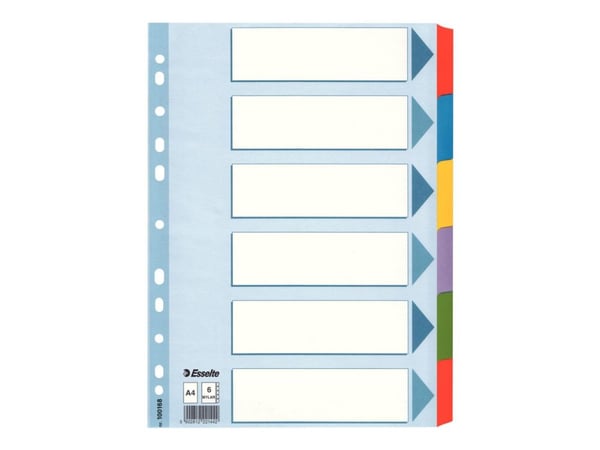 Esselte - Inndeler - 6 deler - for A4 (210 x 297 mm) - med fliker - hvit