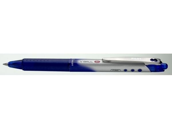 Rollerpen pilot v-ball grip, med trykknap, 0,35 mm, blå