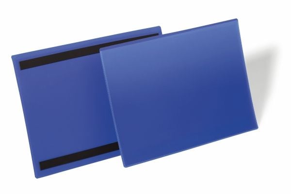 Hyldeforkant lagerlomme med magnet A4 tværformat blå - (50 stk.)