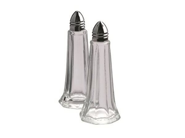 Saltstrøer 11 cm 6 huller Glas/Krom,stk