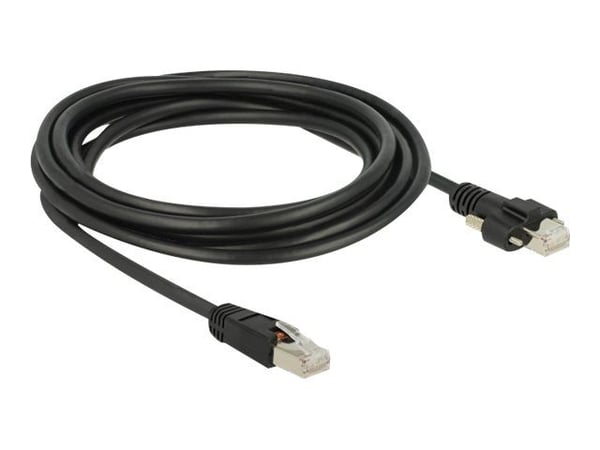 Delock - Koblingskabel - RJ-45 (hann) skrubar til RJ-45 (hann) - 3 m - skjermet, beskyttet tvunnet parkabel (STTP) - CAT 6 - svart