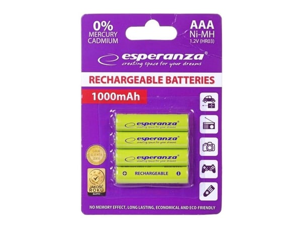 Esperanza - Batteri 4 x AAA - NiMH - 1000 mAh - grønn