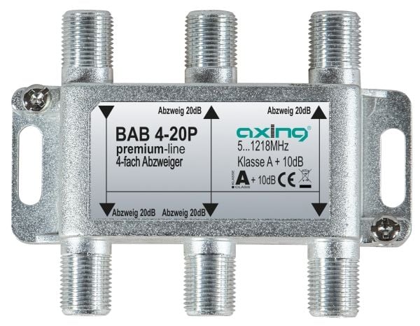 Axing BAB 4-20P, Kabelfordeler, 5 - 1218 Mhz, Grå, A, 20 dB, F