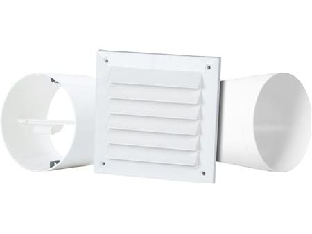 FRESH monteringssats YVG125 med vindskydd, murhuv 180x180 och modulsrör Ø118/122 för Intelliventfläkt Ø118 – max väggtjocklek 327 mm