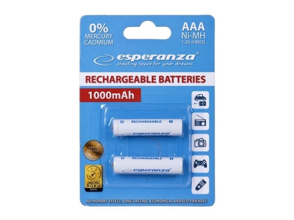 ESPERANZA oppladbare Ni-MH AAA 1000 mAh 2 stk. hvit