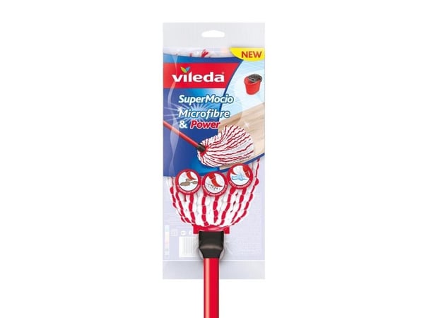 Vileda VI158455, Laminat, Tre, Tørr & våt, Rød, Hvit, 125 cm