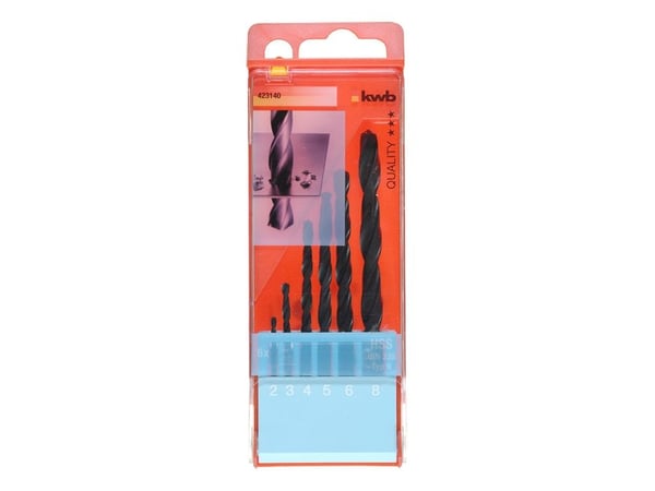 kwb 423140, Drill, Drill bit set, Høyrehåndsrotasjon, Plast, Blad metall, 118°, 2, 3, 4, 5, 6, 8 mm