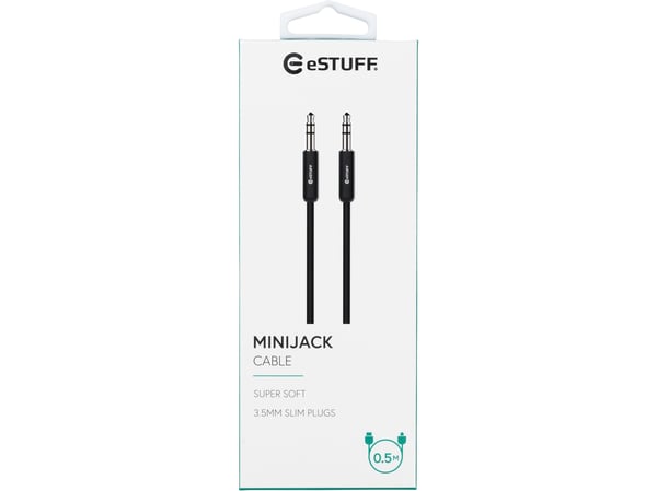 eSTUFF - Lydkabel - mini-phone stereo 3.5 mm hann til mini-phone stereo 3.5 mm hann - 50 cm - svart