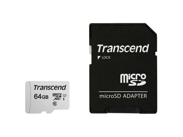 Transcend 300S - Flashminnekort (adapter inkludert) - 64 GB - UHS-I U1 / Class10 - microSDXC UHS-I