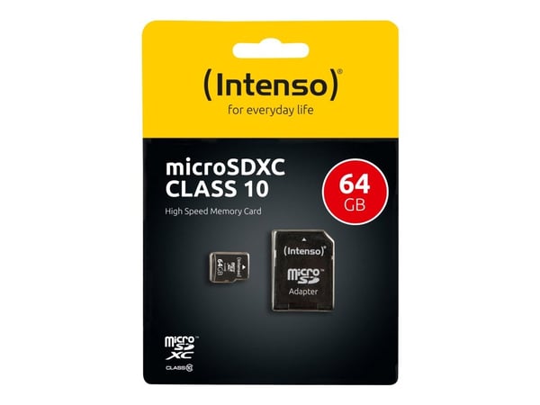 Micro SDXC 64GB Intenso 1 Adapter Class 10