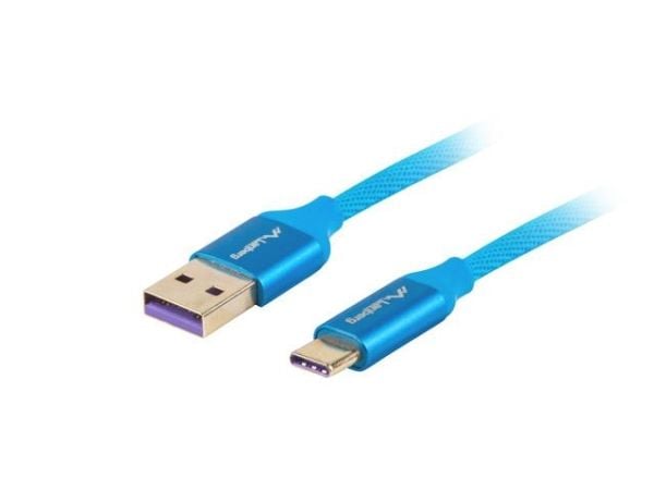 Lanberg - USB-kabel - USB (hann) til USB-C (hann) - USB 2.0 - 5 A - 1 m - blå