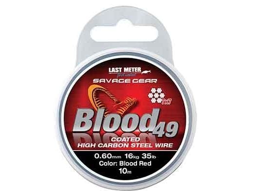 SG Blood49 0.60mm 16kg 35lb Coated Red 10m SG Blood49 0.60mm 16kg 35lb Coated Red 10m