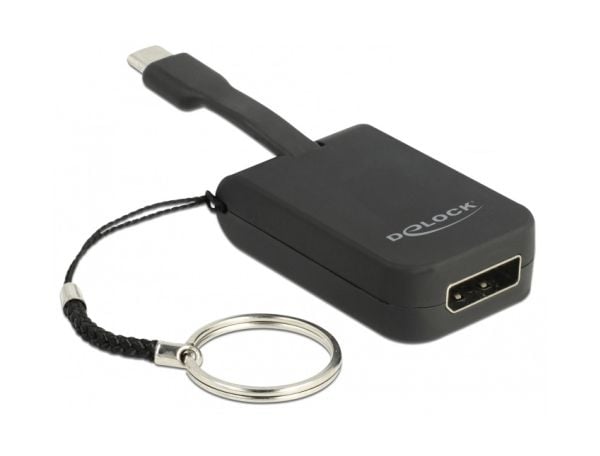 Delock - Video adapter - USB-C (hann) til DisplayPort (hann) - DisplayPort 1.2 - 3 cm - 4K-støtte - svart