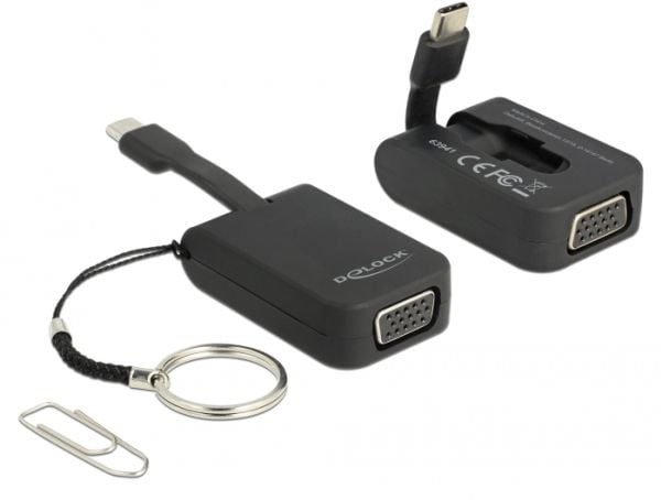 Delock - Extern videoadapter - RTD2169U - USB-C - VGA - svart