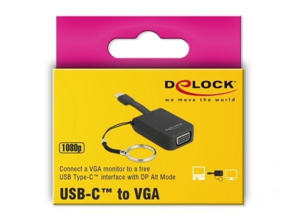 Delock - Extern videoadapter - RTD2169U - USB-C - VGA - svart