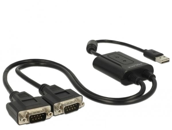 Delock USB 2.0 to 2 x serial RS-232 - Seriell adapter - USB 2.0 - RS-232 x 2
