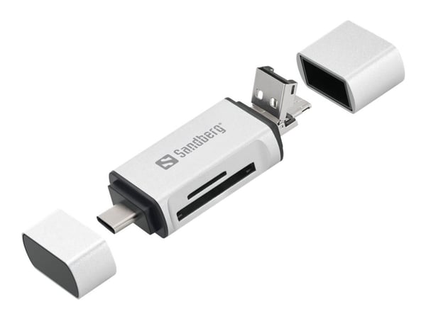 Sandberg - Kortleser (microSD, SD) - micro USB / USB / USB-C