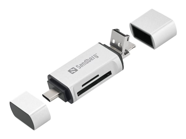 Sandberg - Kortleser (microSD, SD) - micro USB / USB / USB-C