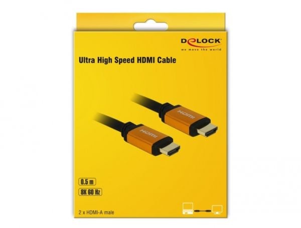 DeLOCK HDMI uros -> HDMI uros 50 cm Musta, kultainen