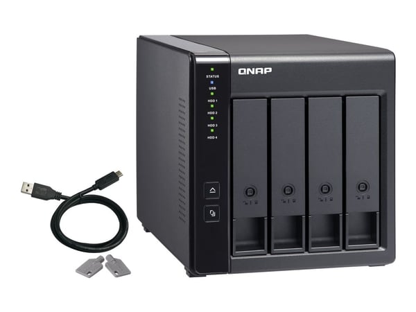 QNAP TR-004 - Harddiskarray - 0 TB - 4 brønner (SATA-300) - USB 3.2 Gen 1 (ekstern)