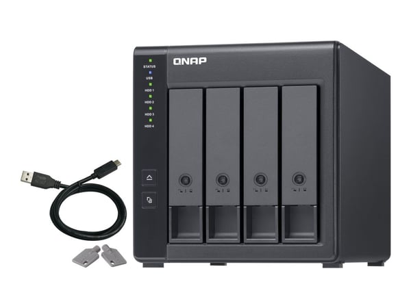 QNAP TR-004 - Harddiskarray - 0 TB - 4 brønner (SATA-300) - USB 3.2 Gen 1 (ekstern)