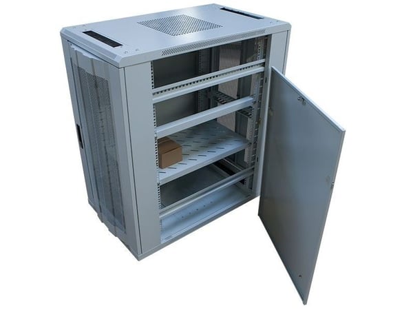 ALLNET 113998, Frittstående hylle, 22U, 500 kg, Nøkkellås, Grå