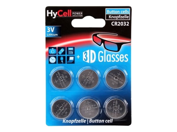 HyCell 1516-0026, Engangsbatteri, CR2032, Lithium, 3 V, 6 stykker, Sølv