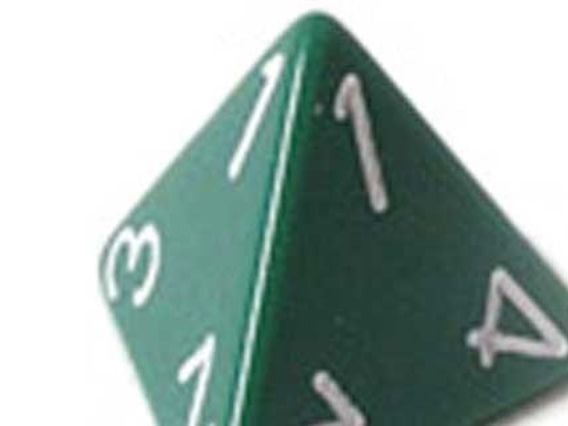 Terning 4 sider med tall 1 til 4 (12 stk.)