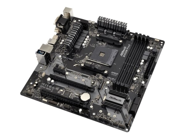 ASRock B450M PRO4 - Hovedkort - mikro ATX - Socket AM4 - AMD B450 Chipset - USB 3.1 Gen 1, USB-C Gen2, USB 3.1 Gen 2 - Gigabit LAN - innbygd grafik...