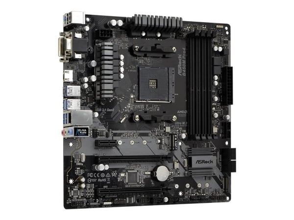 ASRock B450M PRO4 - Hovedkort - mikro ATX - Socket AM4 - AMD B450 Chipset - USB 3.1 Gen 1, USB-C Gen2, USB 3.1 Gen 2 - Gigabit LAN - innbygd grafik...