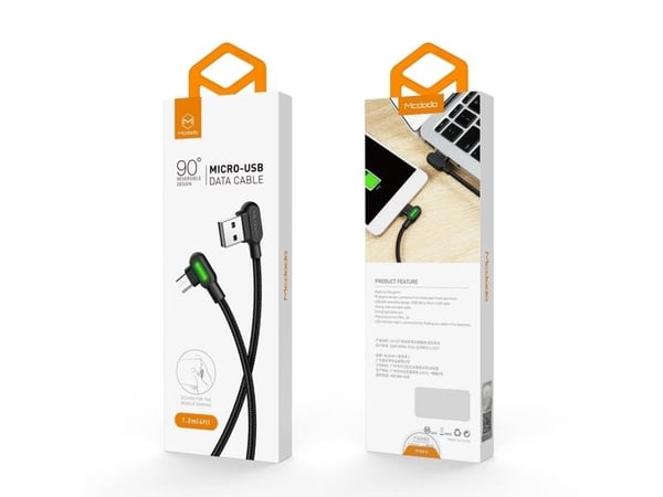 Mcdodo CA-5280 LED USB til micro-USB-kabel, 1,2 m (svart)