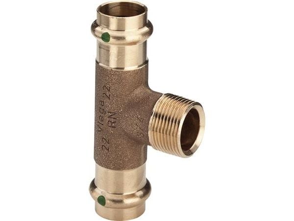 Sanpress T-stykke 22 x 3/4" x 22 mm rødgods 194123