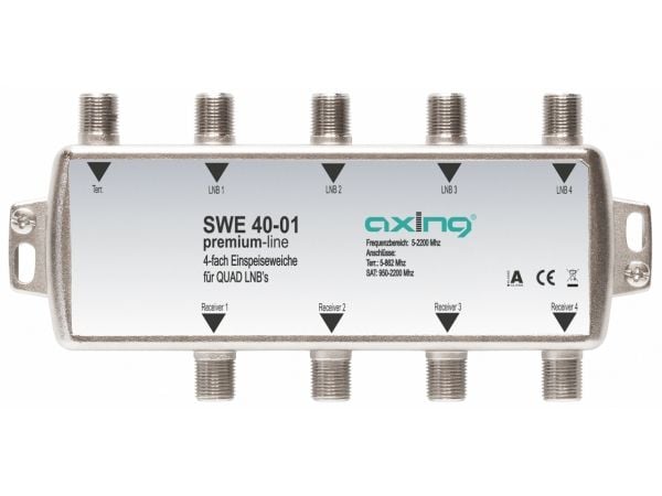 Axing SWE 40-01, Kaapelinyhdistin, 950 - 2200 MHz, Harmaa, 1,5 dB, 1 kpl, Quad-LNB