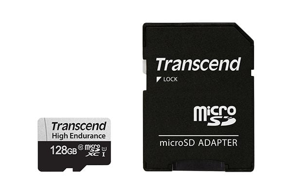 Transcend 350V - Flashminnekort (SD-adapter inkludert) - 128 GB - UHS-I U1 / Class10 - microSDXC UHS-I