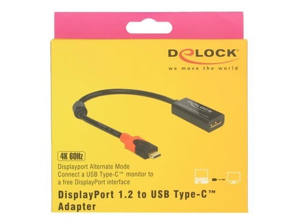 Delock - Thunderbolt-adapter - USB-C (hann) til DisplayPort (hunn) - 20 cm - svart
