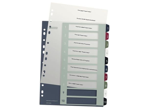 Leitz Style - Inndeler - 10 deler - fortrykt: 1-10 - for A4 Maxi - med fliker