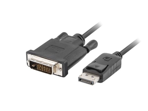 Lanberg - Sovitinkaapeli - dual-link - DisplayPort (uros) - DVI-D (uros) - DisplayPort 1.2 - 1,8 m - sormiruuvit, 1080p tuki - musta