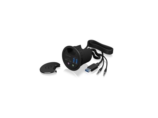 ICY BOX IB-HUB1403B - Keskitin - 2 x SuperSpeed USB 3.0 + 2 x USB-C - uppoasennettava - uppoasennettava
