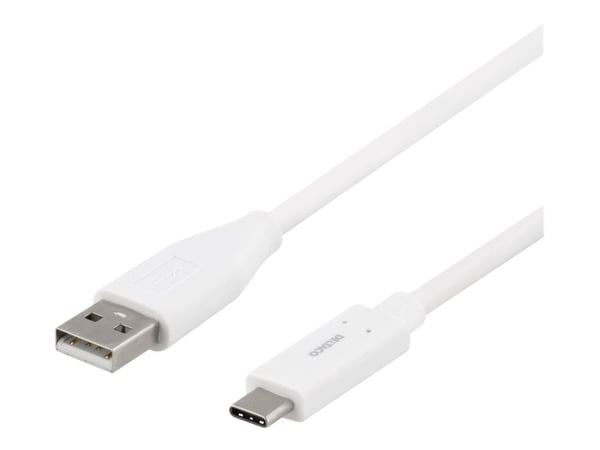 Deltaco USBC-1008M, 0,5 m, USB C, USB A, USB 2.0, Valkoinen