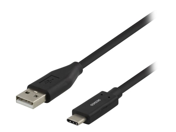 DELTACO USBC-1003M - USB-kaapeli - USB-C (uros) - USB (uros) - USB 2.0 - 3 A - 50 cm - musta