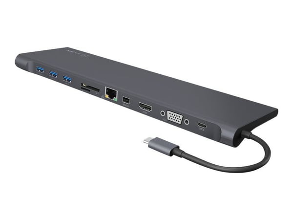 ICY BOX IB-DK2102-C - Dokkingstasjon - USB-C - VGA, HDMI, Mini DP - 1GbE