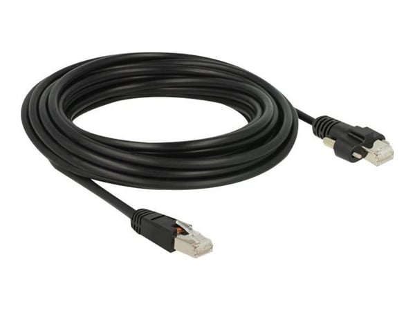 Delock - Koblingskabel - RJ-45 (hann) skrubar til RJ-45 (hann) - 5 m - skjermet, beskyttet tvunnet parkabel (STTP) - CAT 6 - svart