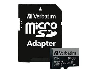 Verbatim PRO - Flashminnekort (SD-adapter inkludert) - 64 GB - UHS Class 3 / Class10 - 300x/600x - microSDXC UHS-I