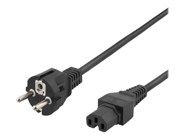 DELTACO - Virtajohto - CEE 7/7 IEC 60320 C15 - 250 V - 10 A - 3 m - musta