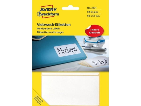Avery Multi-Purpose Labels 3331 - Selv-adhesiv - hvit - 51 x 98 mm 84 stk merkelapper