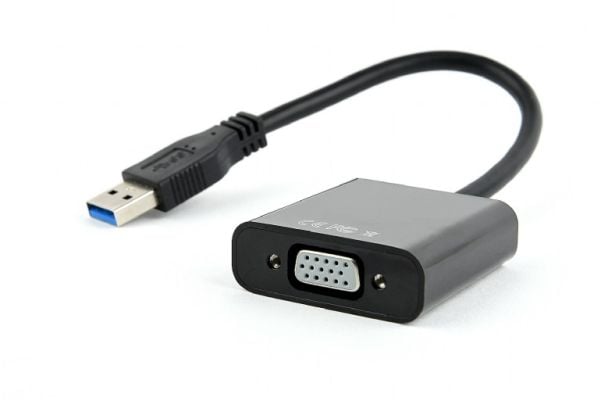 Cablexpert - Video adapter - USB-type A (hann) til HD-15 (VGA) (hunn) - USB 3.0 - 15 cm - svart