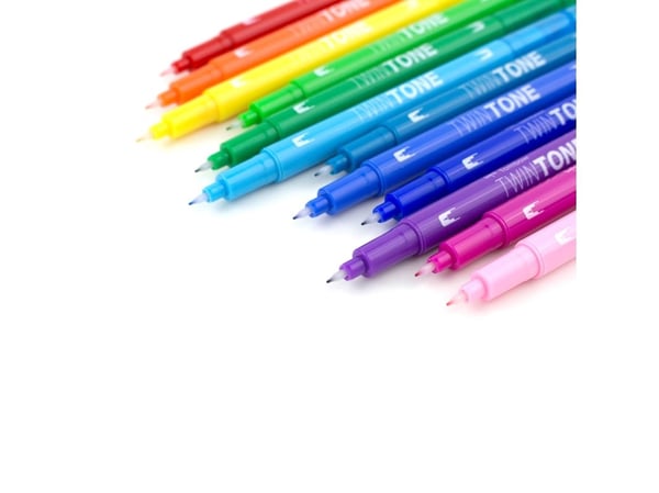 Marker Tombow TwinTone Rainbow 0,3/0,8 mm ass. farver (12 stk.)