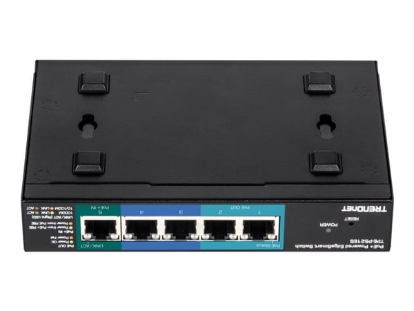 TRENDnet TPE P521ES - Switch - smart - 1 x 10/100/1000 (PoE+ input) + 2 x 10/100/1000 (PoE) + 2 x 10/100/1000 - stasjonær - PoE+ (18 W) - TAA-samsvar